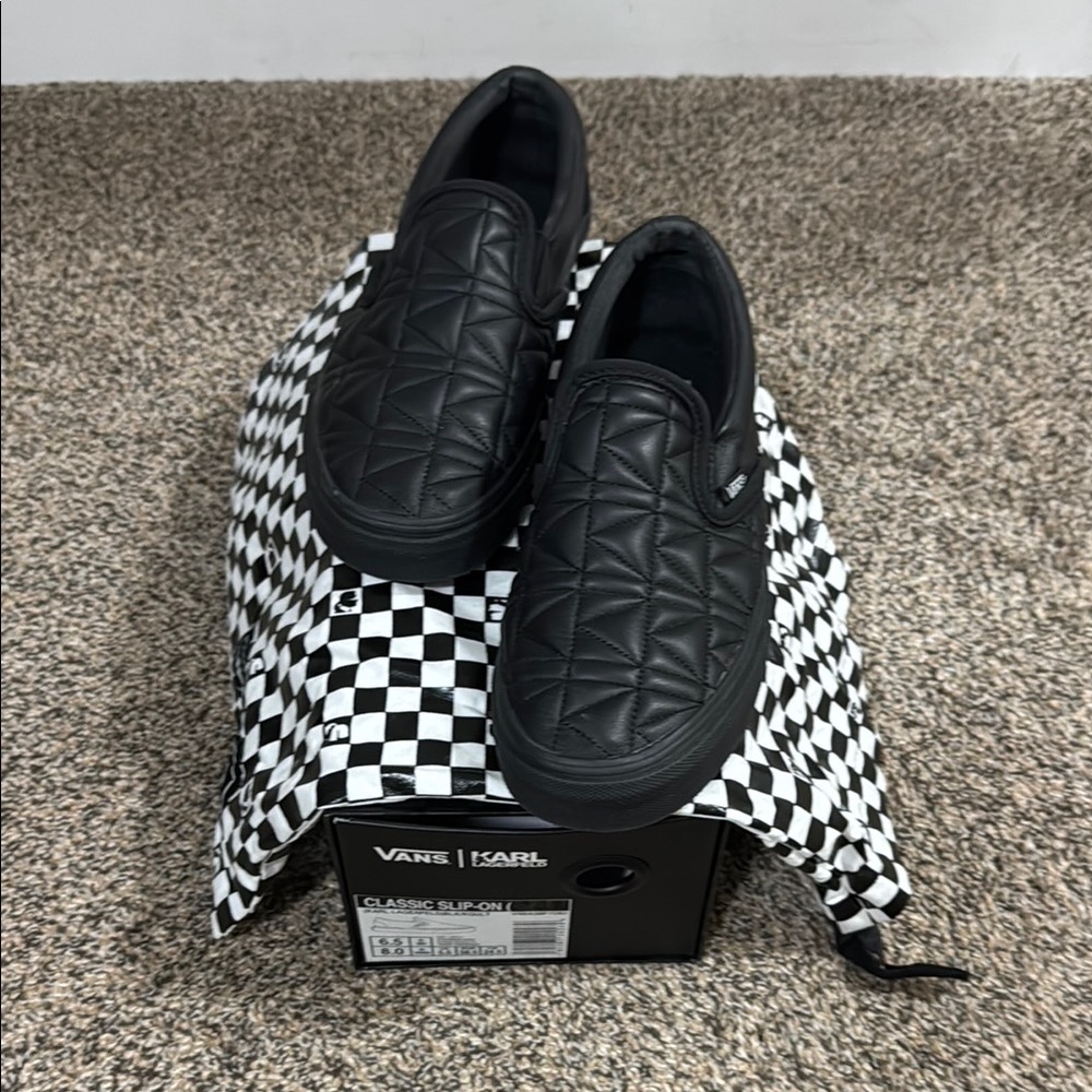 Vans Karl Lagerfeld Black Quilted Slip-On Shoes